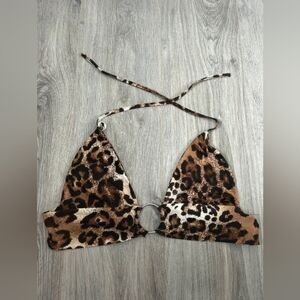PrettyLittleThing Animal Print Bikini Top